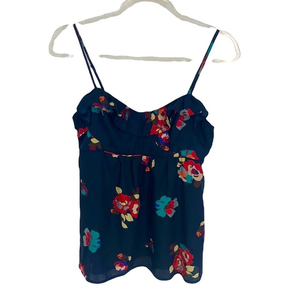 American Eagle Women's Blue & Red Floral Print Tank Top Adjustable size Medium - Picture 1 of 8